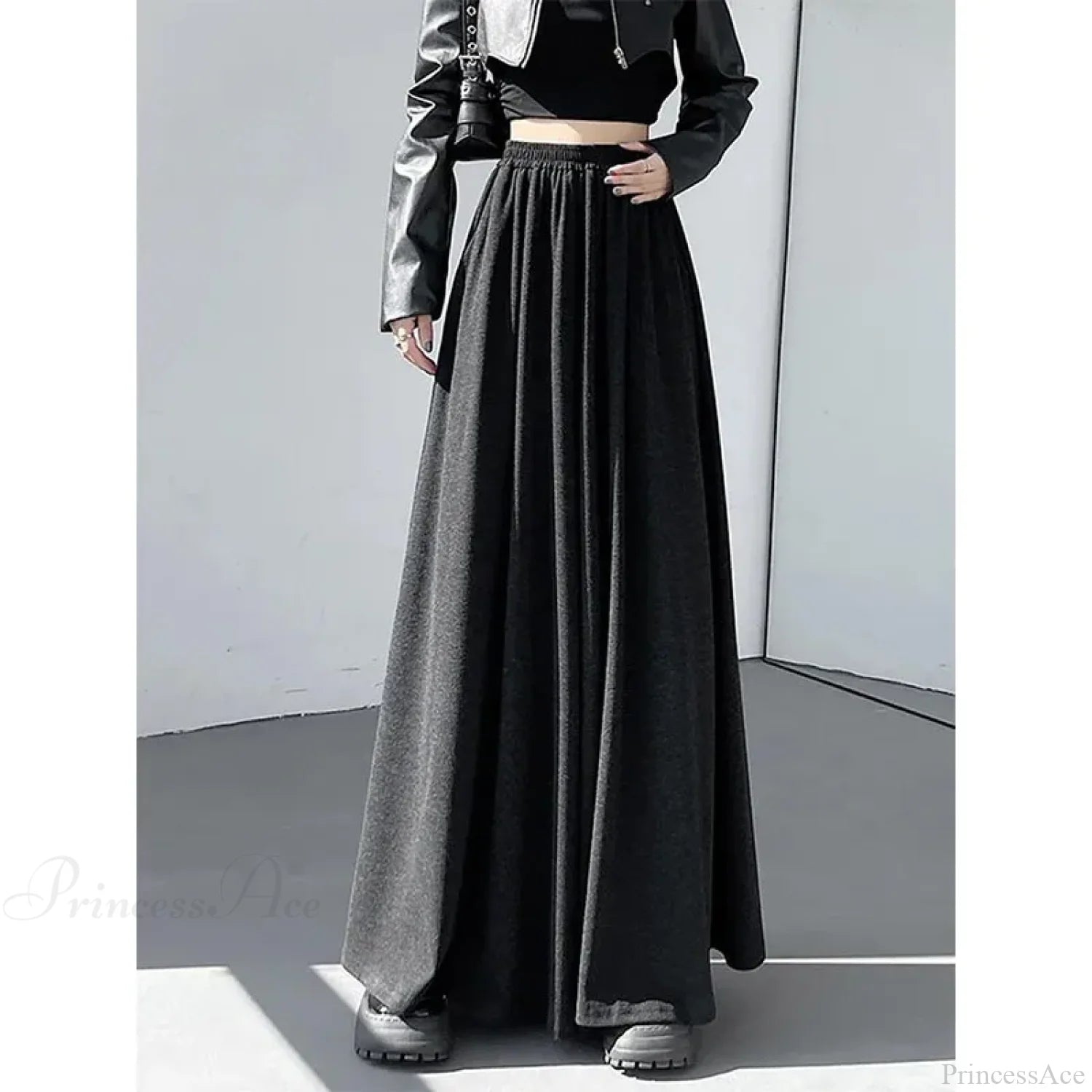Soft High Waist Casual Wide Leg Pants Black / M