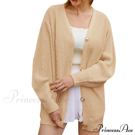 Solid Casual Cardigan Womens Cotton Sweaters