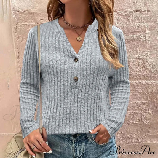 Casual Solid Color Blouse Gray best Best Sellings clothes Plus Size Sale tops Topseller