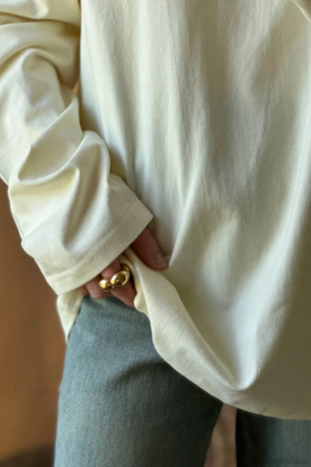 Solid Color Crew Neck Loose Casual Long Sleeve Tee