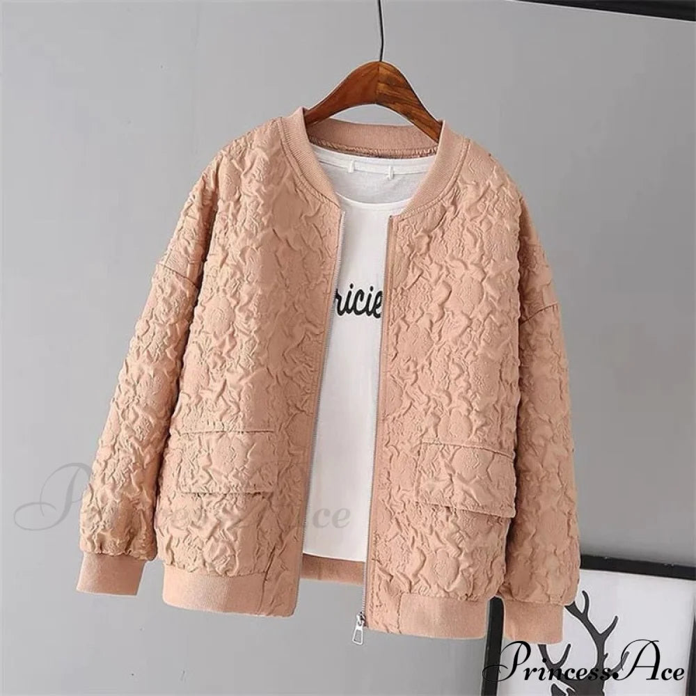 Solid Color Ladies Short Baseball Jacket