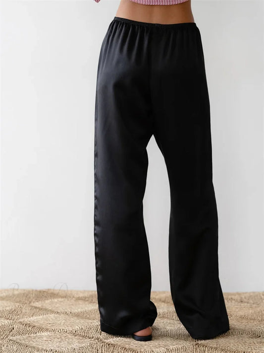 Solid Color Lounge Elastic Waist Pull-On Pant pant-250223