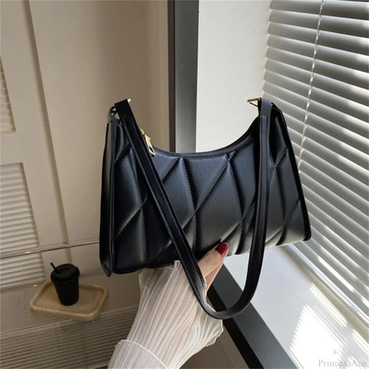 Solid Color PU Leather Underarm Crossbody Black crossbody-250126