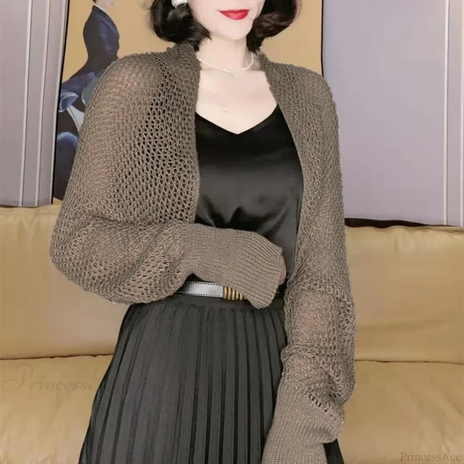 Solid Color Thin Sunscreen Korean Style Long Knit Cardigan BROWN / One Size cardiagn-250126