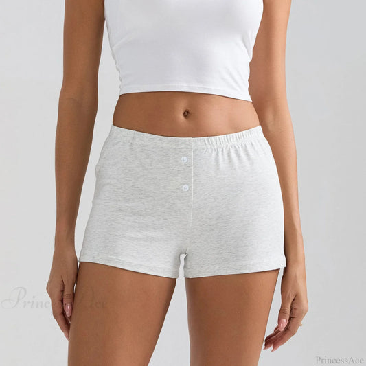 Solid Elastic Waist Slim Short Blue / S short-250223