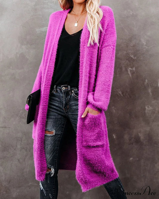 Solid color long cardigan Fuchsia 2022 f/w 23BF clothes Sweaters sweaters & cardigans Tops/Blouses