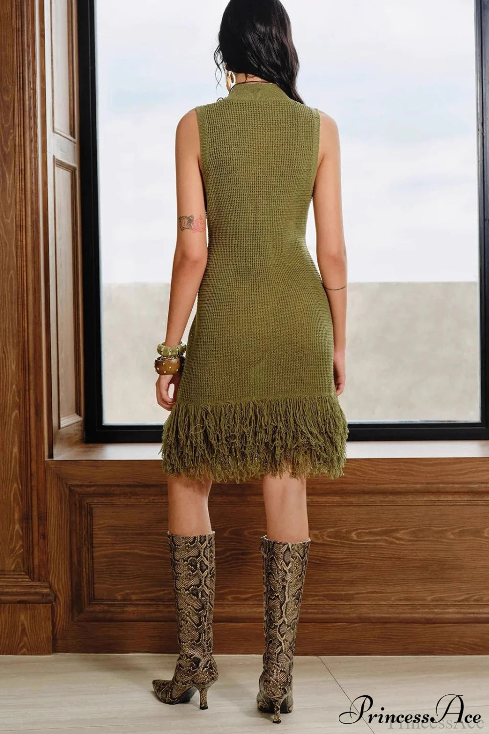 Solid Knit Tassel Bodycon Mini Dress