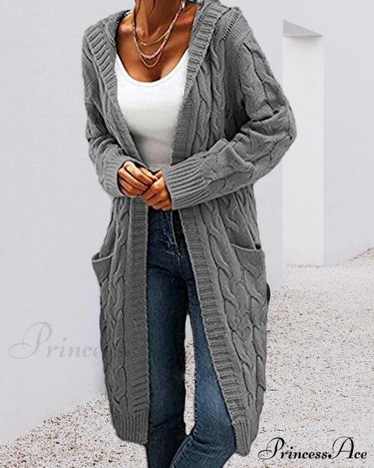 Solid Long Color Cardigan Sweaters-L