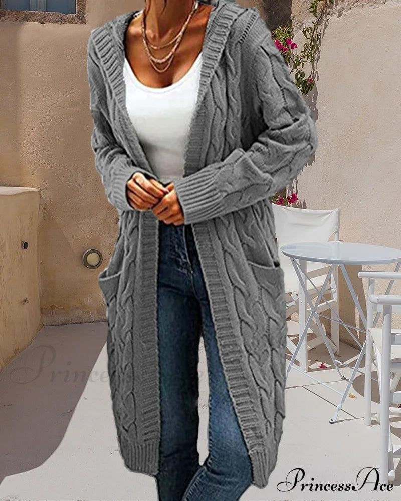 Solid Long Color Cardigan Sweaters-L