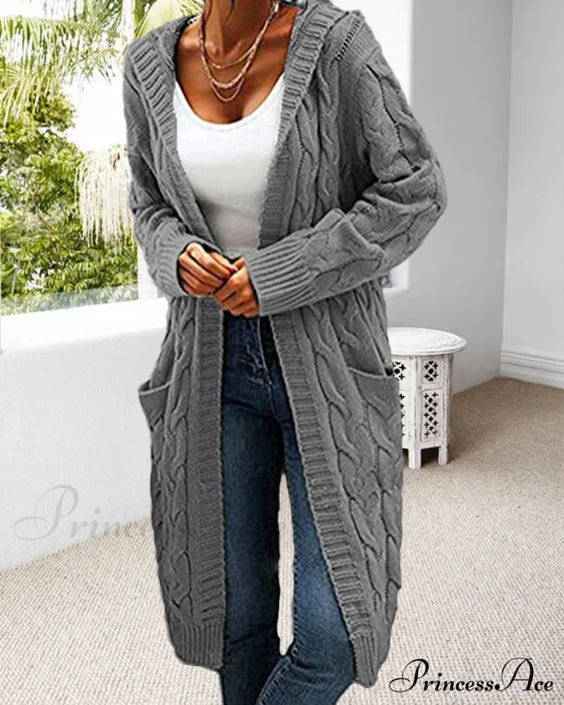 Solid Long Color Cardigan Sweaters-L