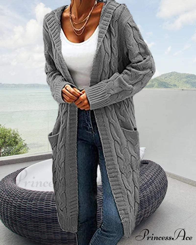 Solid Long Color Cardigan Sweaters-L