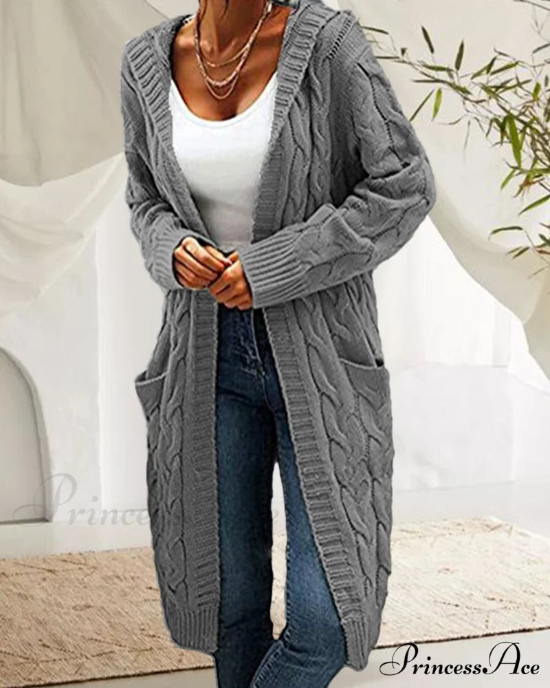 Solid Long Color Cardigan Sweaters-L