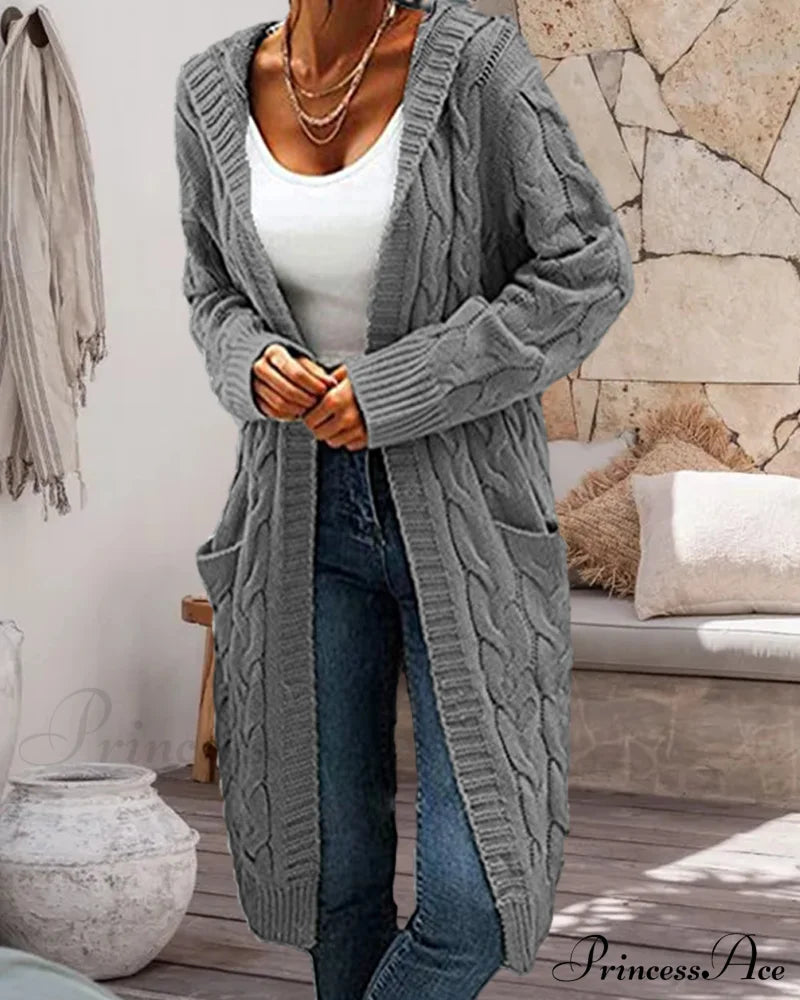 Solid Long Color Cardigan Sweaters-L