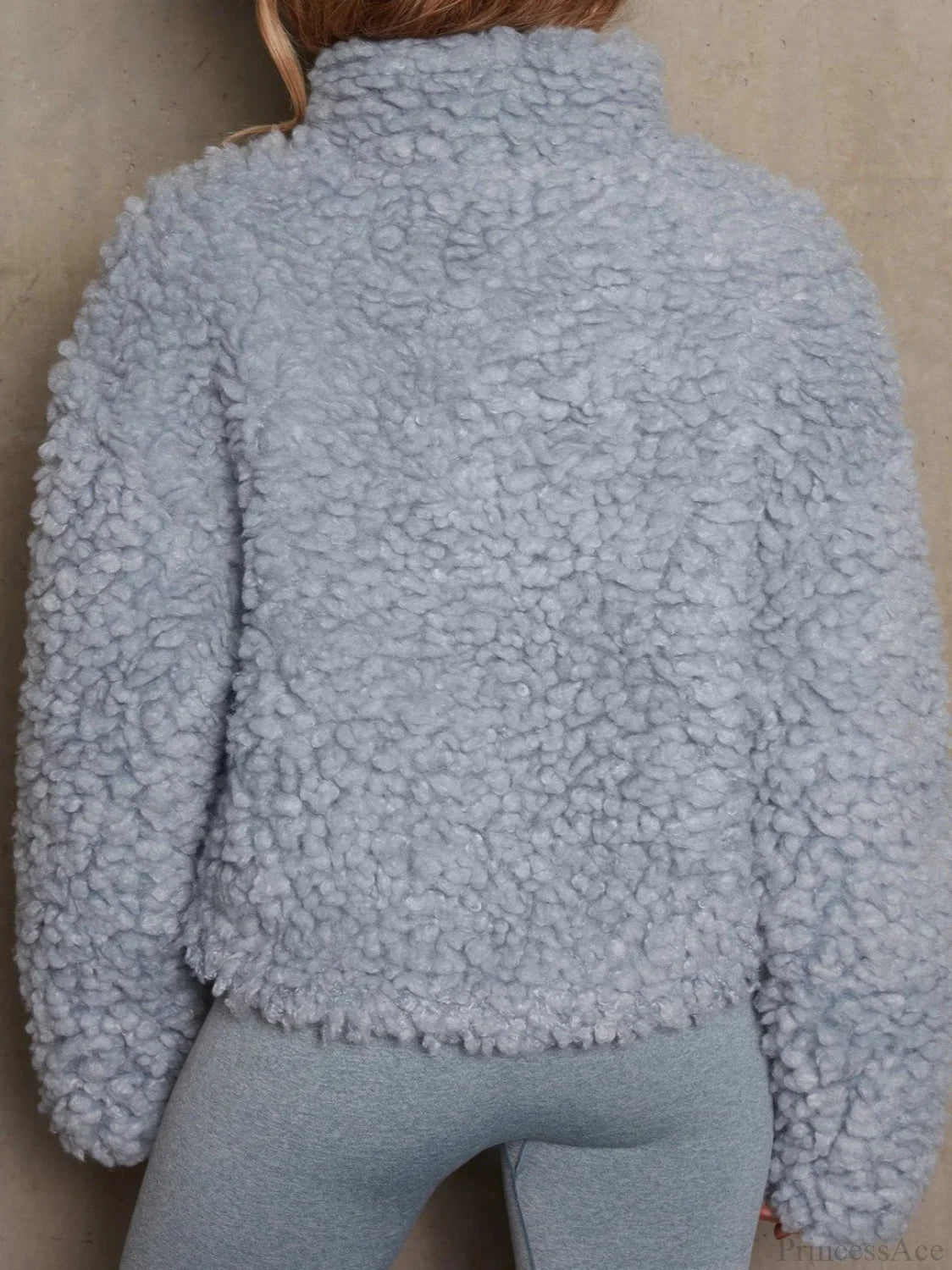 Solid Minimalist Sherpa Cropped Fuzzy Coat