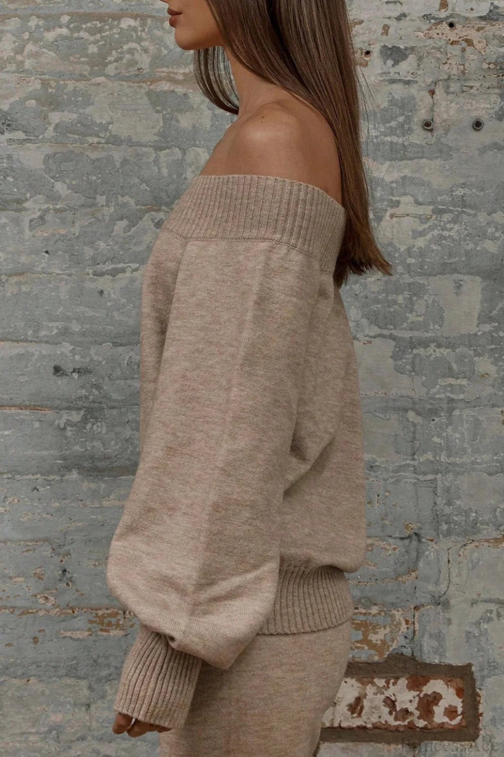 Solid Off Shoulder Loose Sweater