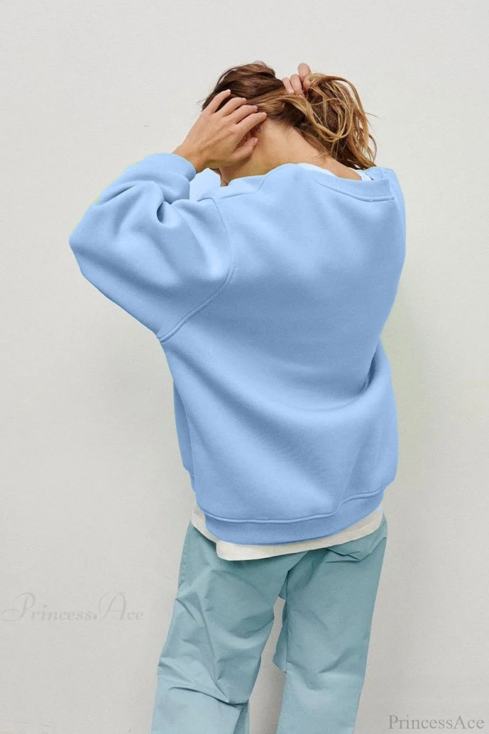 Solid Oversize Relaxed Pullover Sweatshirts