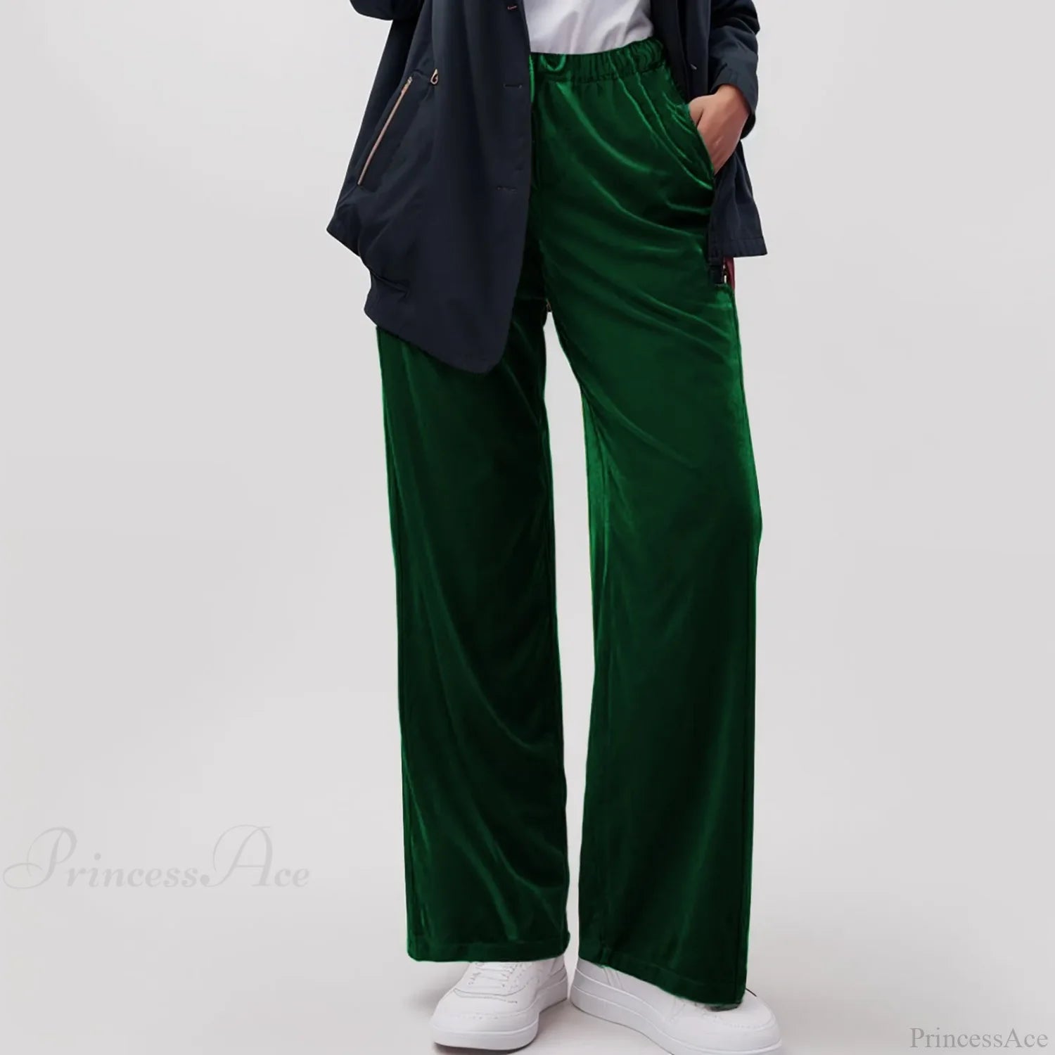 Solid Pocket Stretch Yoga Casual Pants Green / S