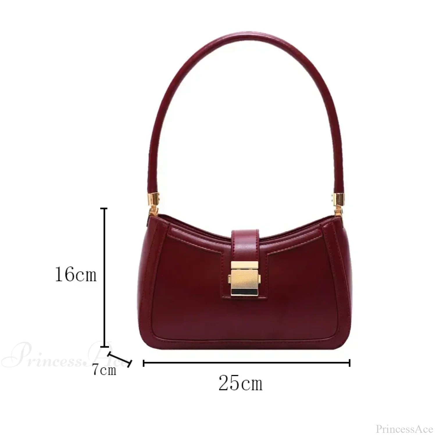 Solid PU Leather Trendy Lock Shoulder Bag shoulder-250126