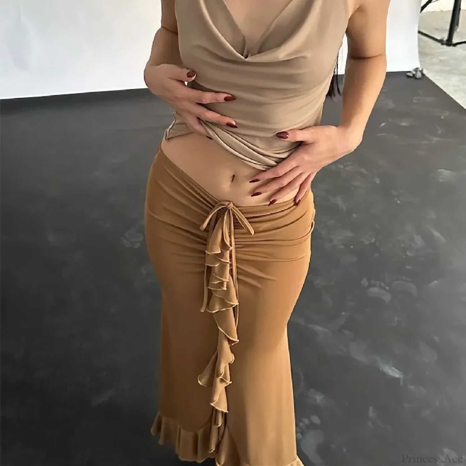 Solid Ruffles Bandage Street Skirt