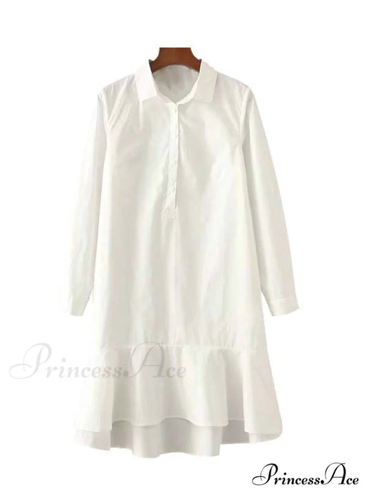 Solid Ruffles Mermaid Dress With Pleated Turn Down For Women S / Yellow Party Dresses-L