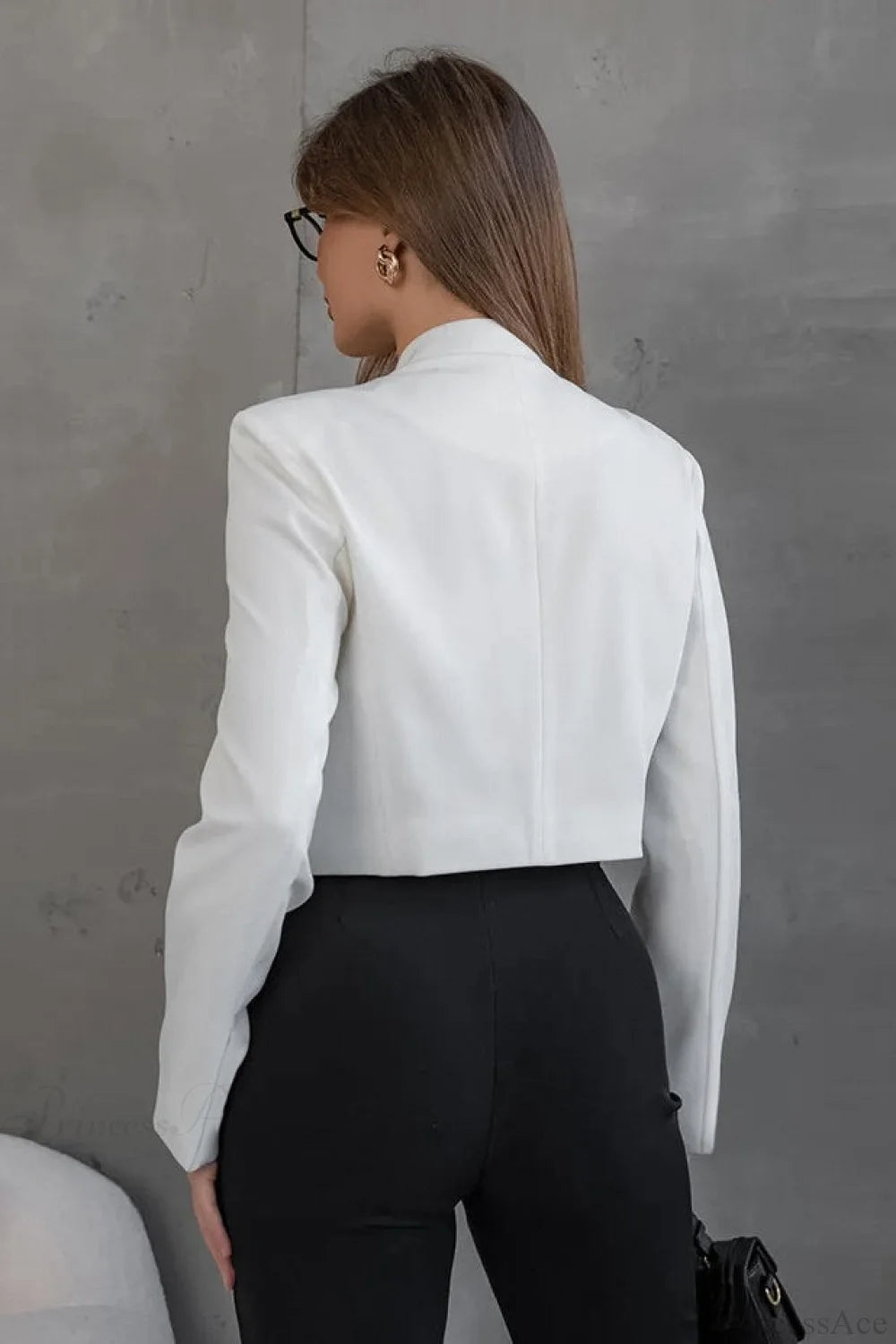 Solid Stand Collar Long Sleeve Elegant Jacket