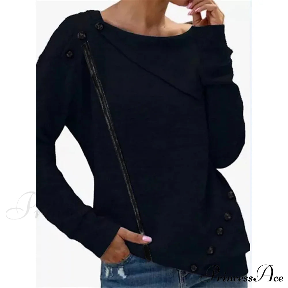 Women's Sweatshirt Pullover Solid Color Black __stock:200 clothes refund_fee:1200 tops