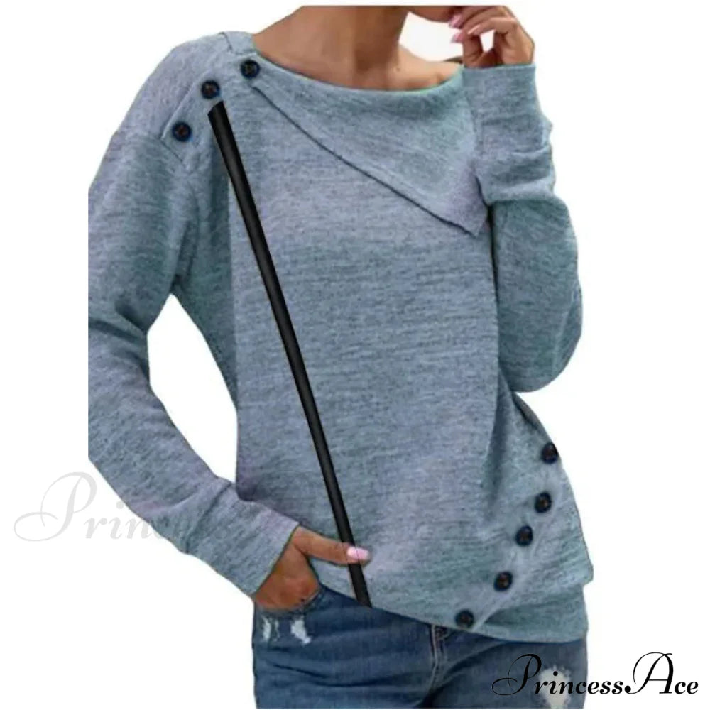 Women's Sweatshirt Pullover Solid Color Blue __stock:200 clothes refund_fee:1200 tops