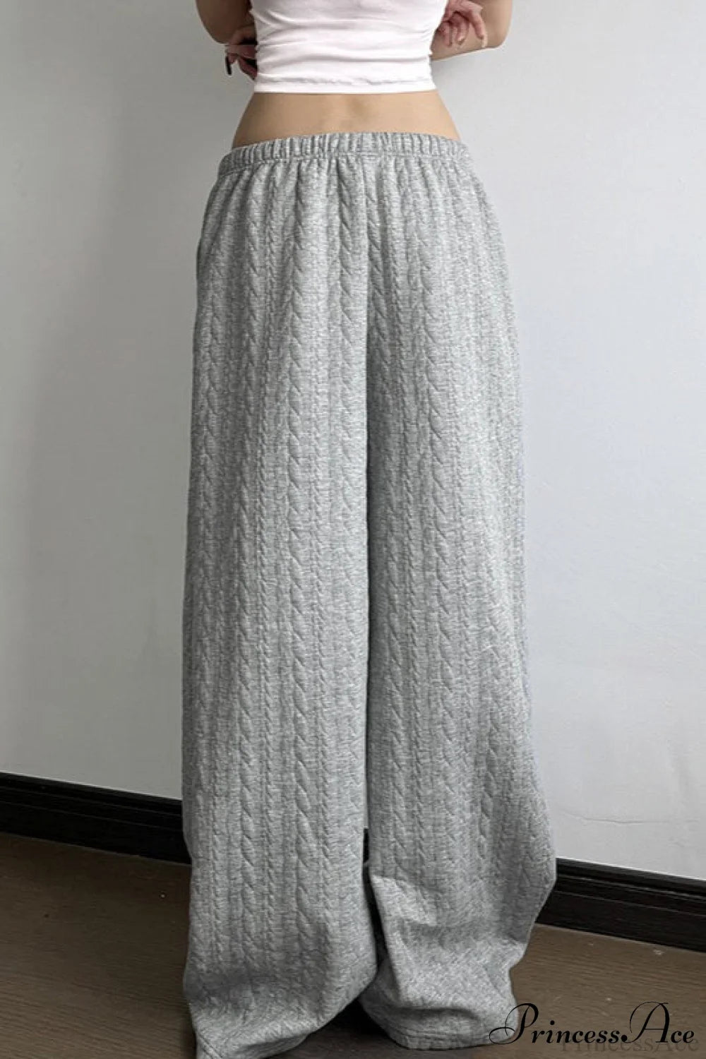 Solid Warm Wide Leg Tie Waist Pants