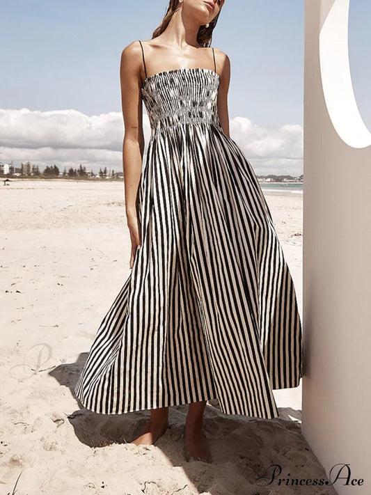 Sophistication Unique Stripe Charming Pleated Maxi Dress Dresses