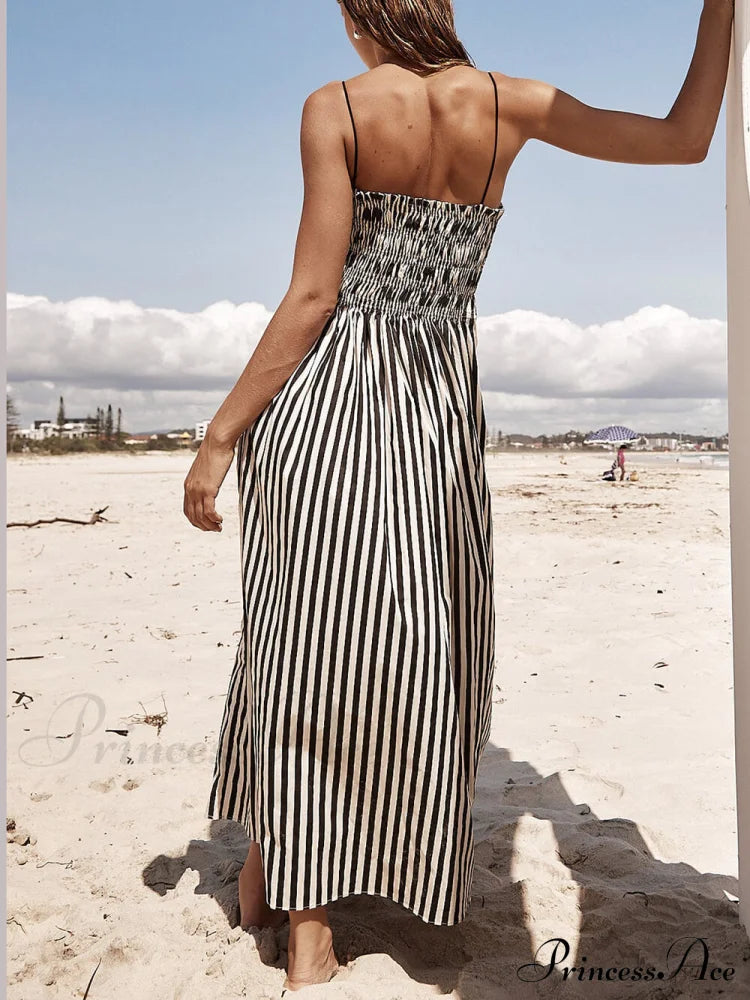 Sophistication Unique Stripe Charming Pleated Maxi Dress Dresses