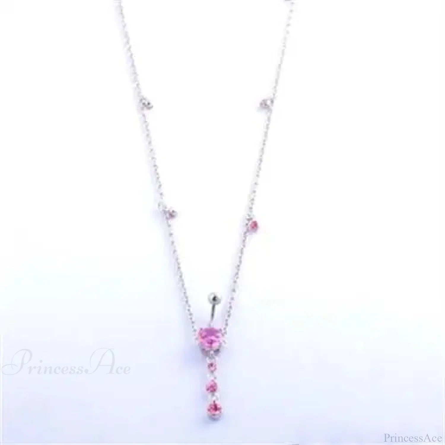 Sparkling Chain Gothic Dangle Belly Ring Pink