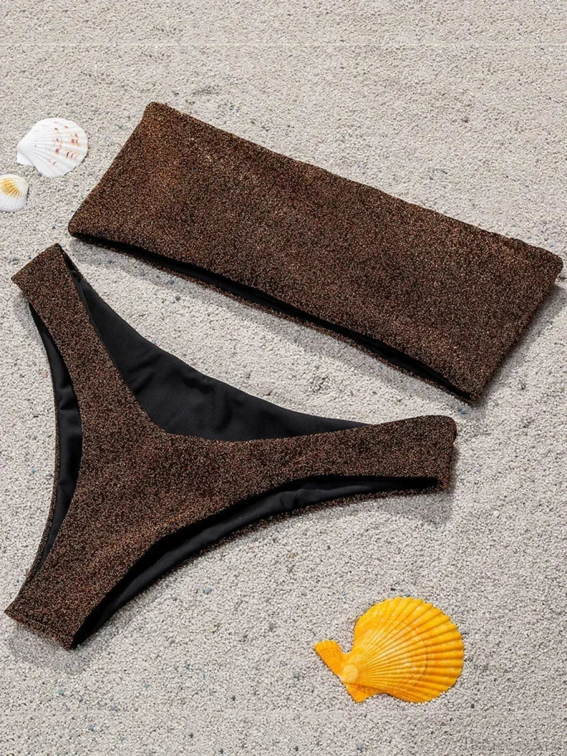 Sparkling High Waist Bikini Set Golden / S