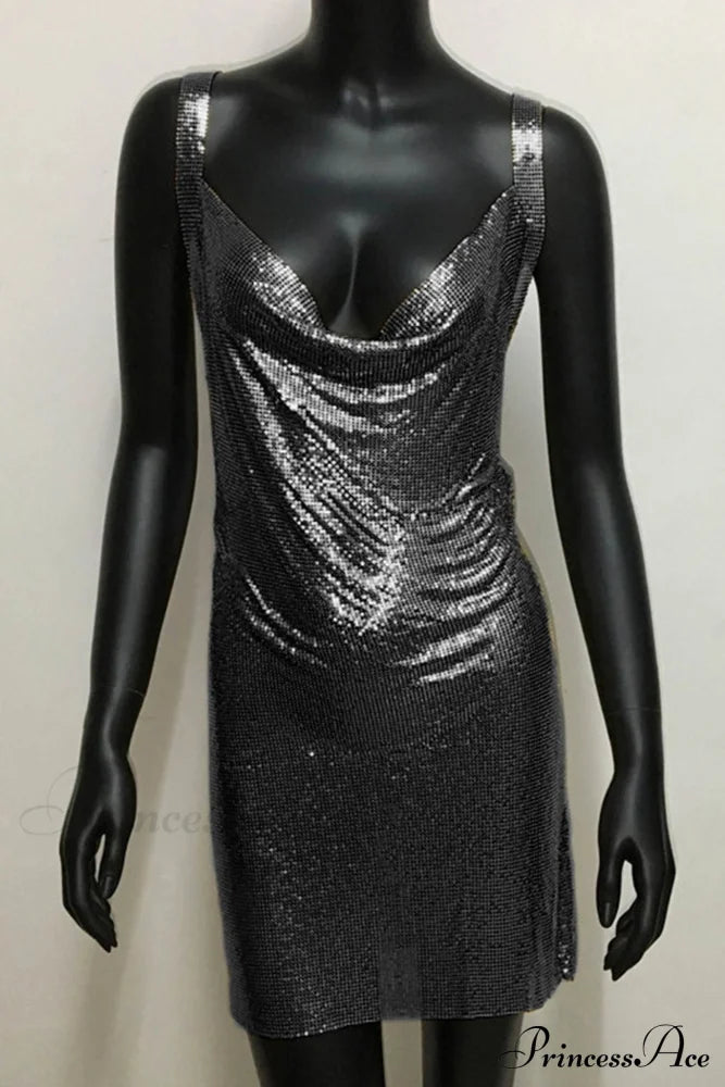 Sparkling Rhinestone Cami Dress Black / B-Tank S Mini Dresses