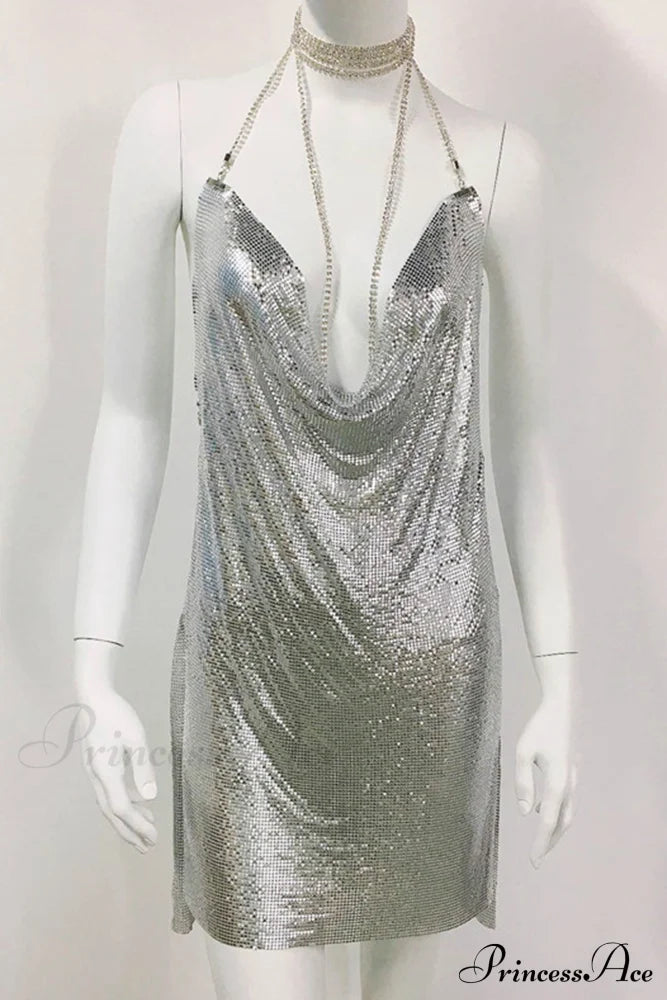 Sparkling Rhinestone Cami Dress Mini Dresses