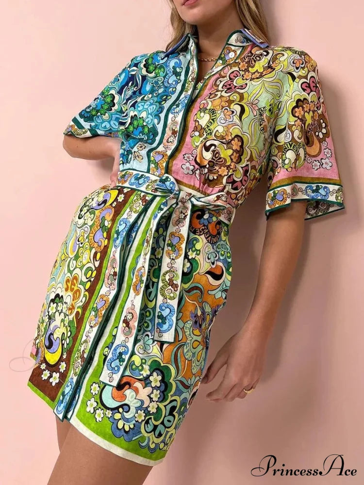 Special Satin Stylish Print Mini Dress Dresses