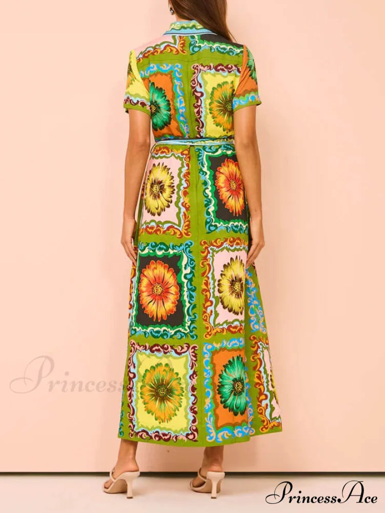 Special Sunflower Stylish Print Midi Dress Dresses