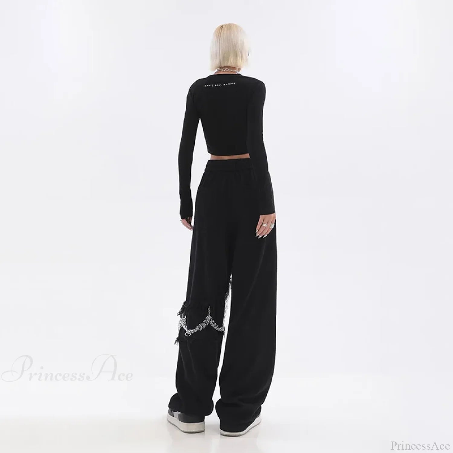 Spliced Chain Elastic Waist Pants
