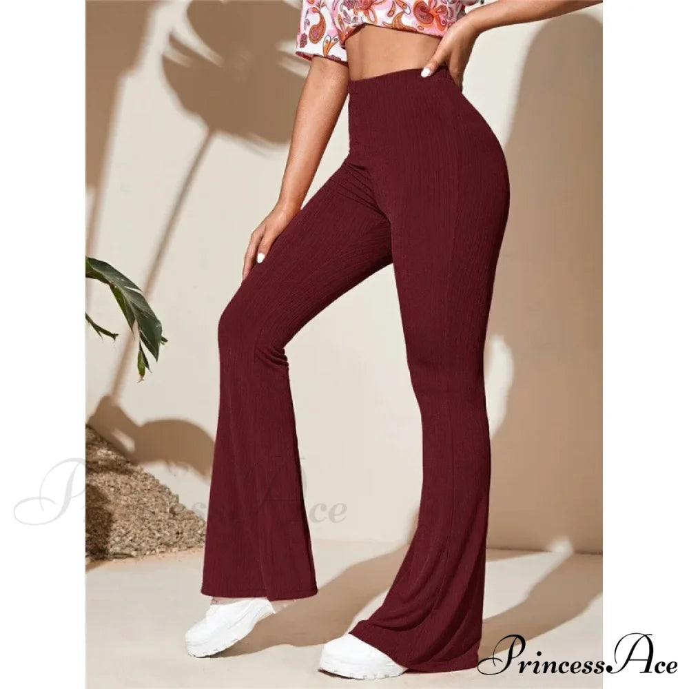 Split Knitted Wide Leg Loose Fitting High Waisted Draped Casual Pants