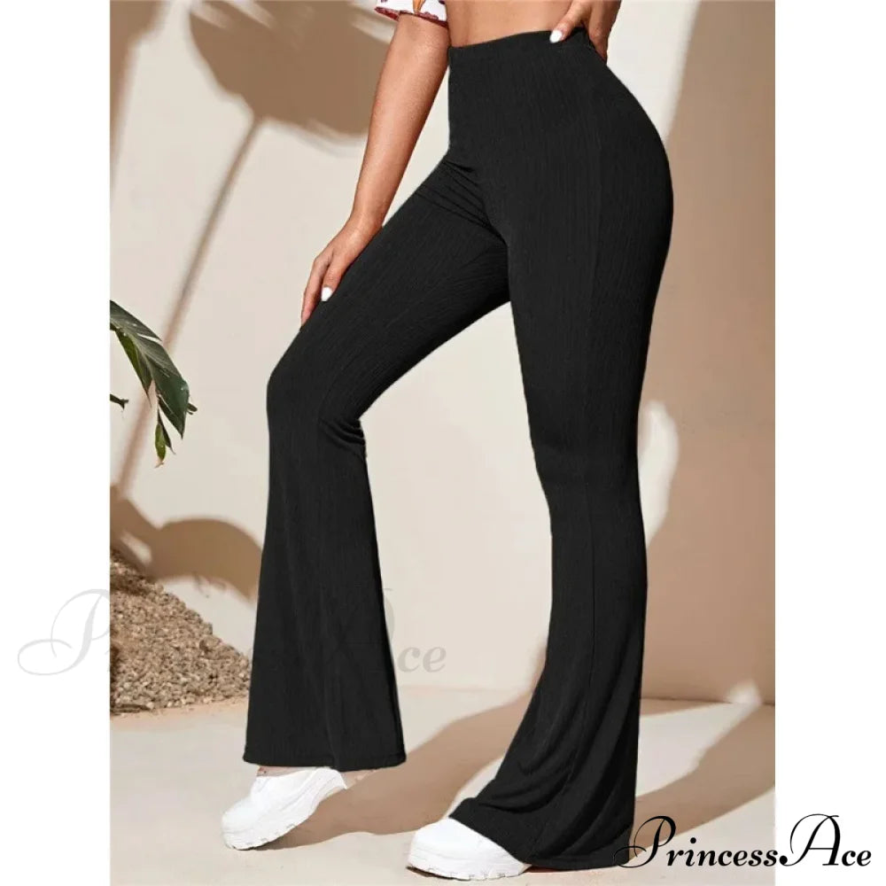 Split Knitted Wide Leg Loose Fitting High Waisted Draped Casual Pants