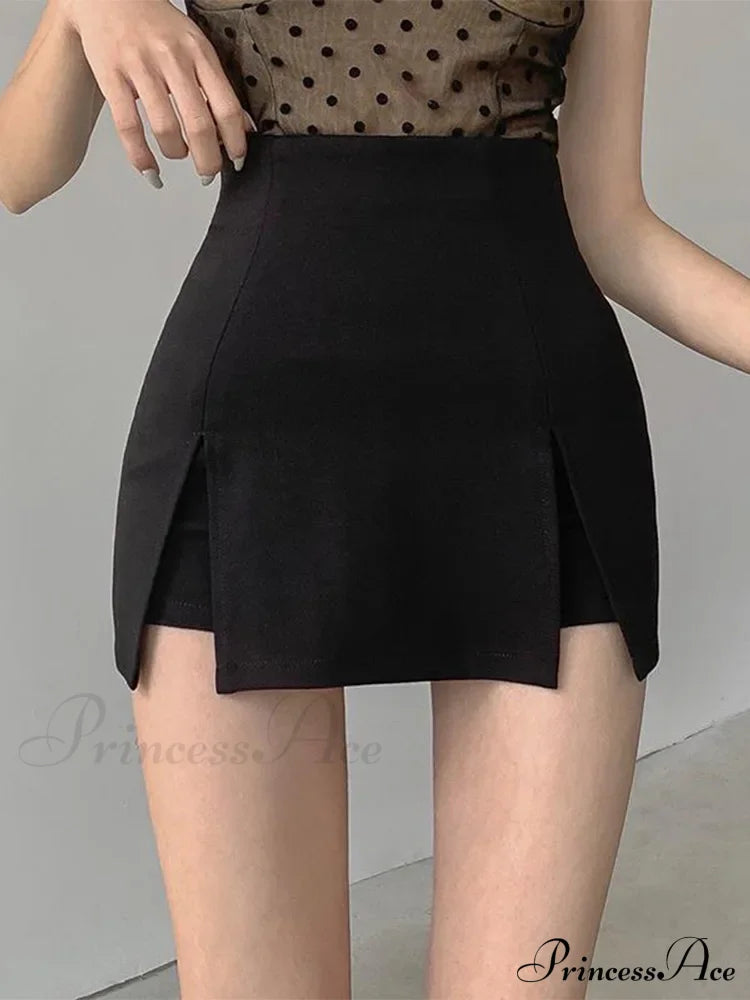 Split Skirt Office Ladies Suit Summer New Black Mini A-Line Short