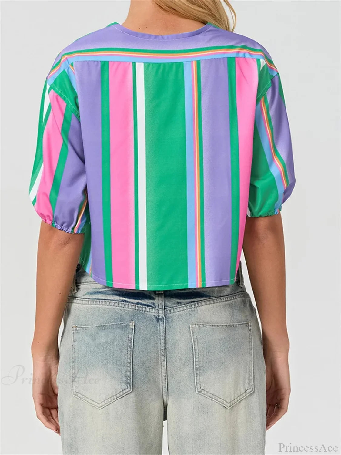 Split Tie-Up Puff Sleeve Blouse blouse-250223