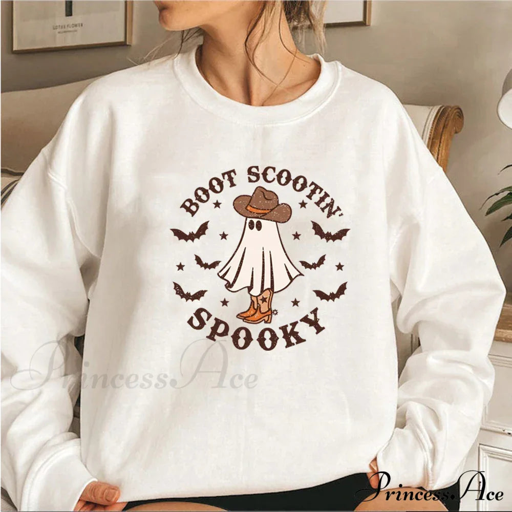 Spooky Cowboy Ghost Fun Fall Cozy Hoodie Sweatshirts & Hoodies-L