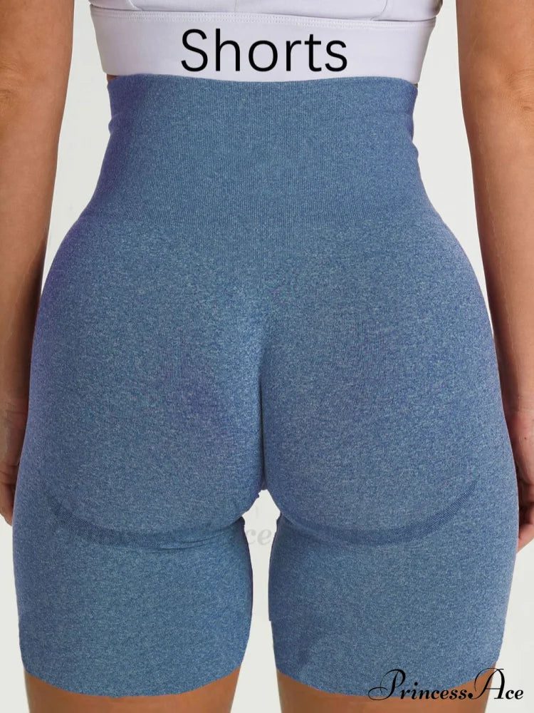 Sport Slim Shorts Seamless Leggings Blue 2 / S