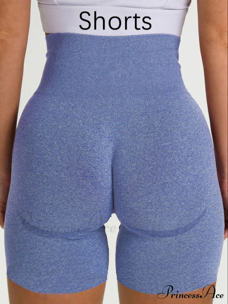 Sport Slim Shorts Seamless Leggings Blue 3 / S