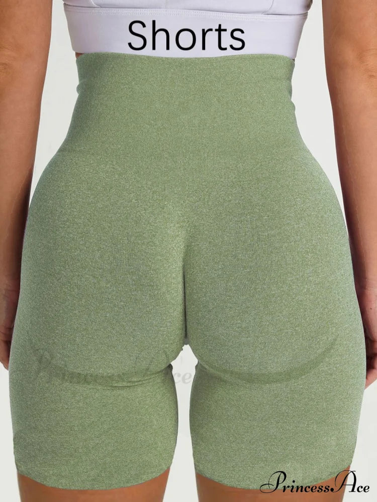 Sport Slim Shorts Seamless Leggings Green 2 / S