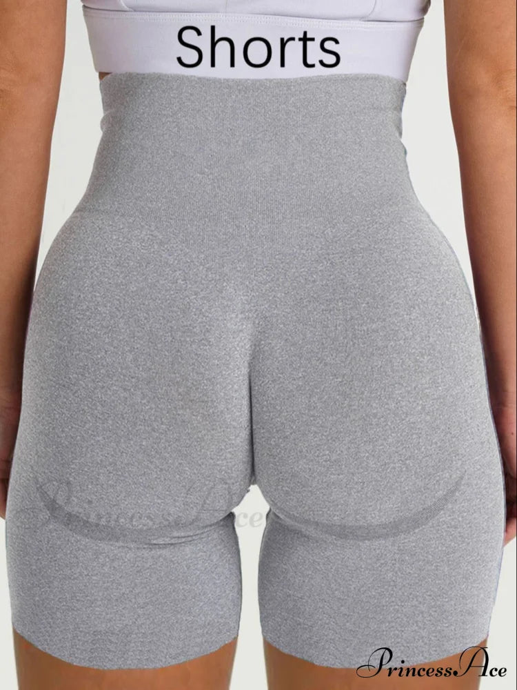 Sport Slim Shorts Seamless Leggings Lgray / S