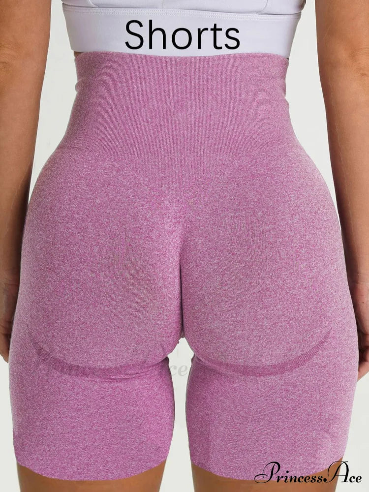 Sport Slim Shorts Seamless Leggings Pink 2 / S