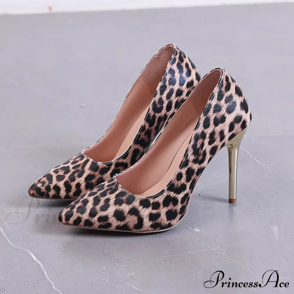 Spring Autumn Leopard Print Pointed Toe Stiletto Trendy Catwalk Women High Heel