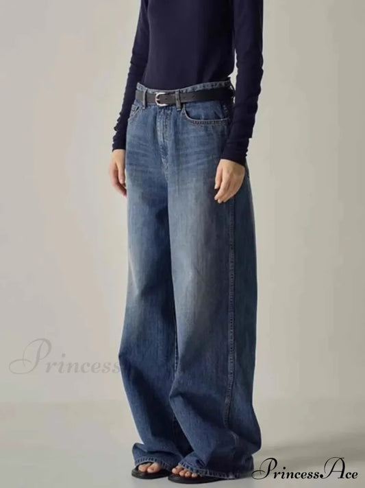 Spring Fall New High-Waisted Wide-Leg High Quality Long Baggy Y2K Jean