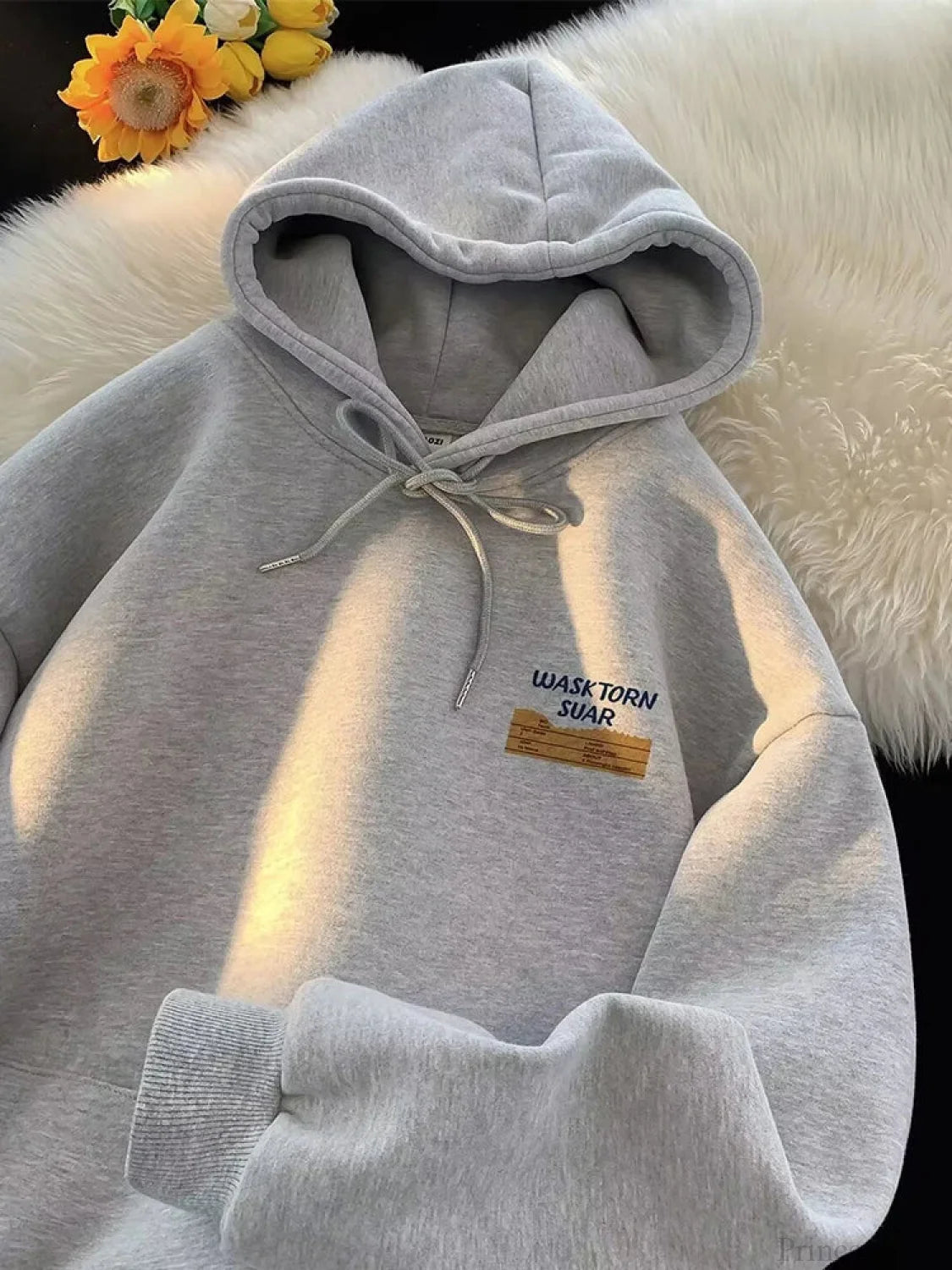 Spring Letter Graphic Streetwear Hoodie GRAY / M(40-50KG)